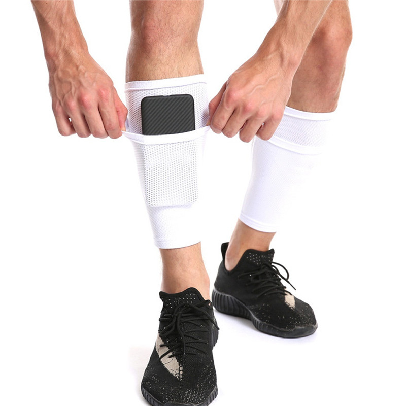 

Elbow & Knee Pads Protective Socks With Pocket For Football Soccer Shin Leg Sleeves Support Pad Kids Adult, White