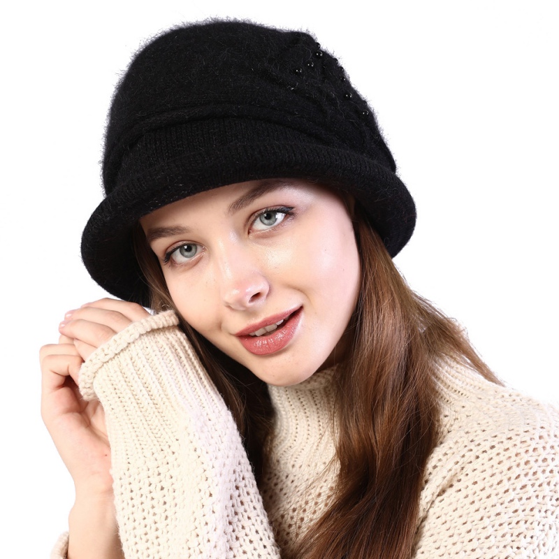 

Winter Knitted Hat Women Beanie Bonnet Hats Ladies Femme Warm fur Hat For Women