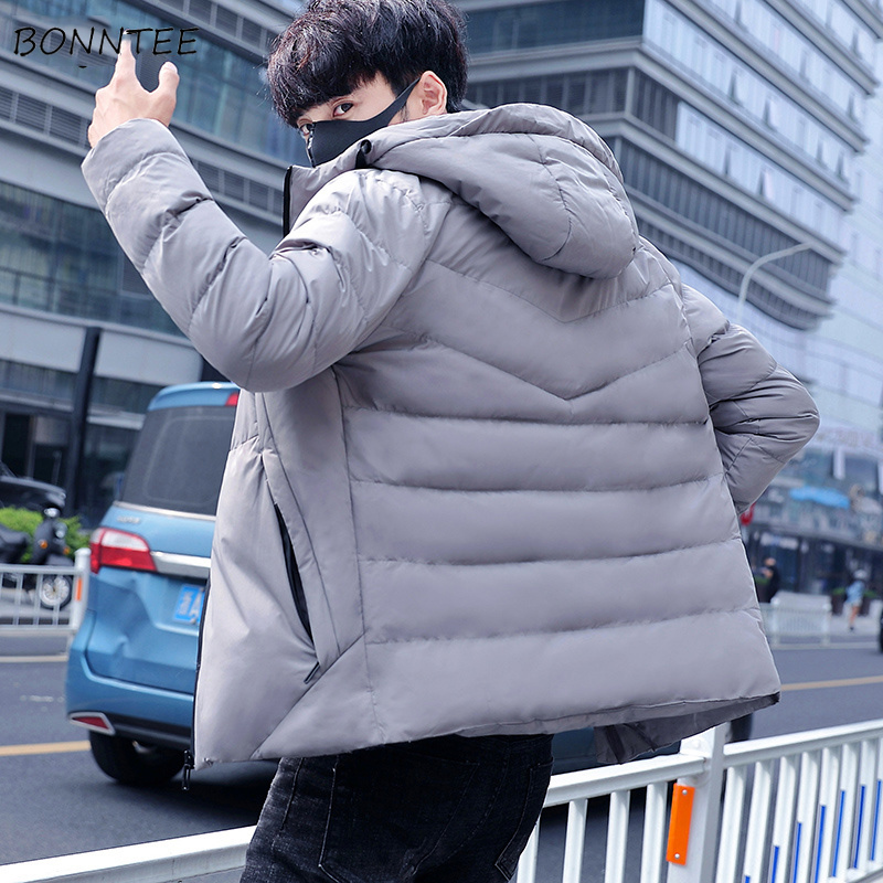 

Parkas Men Zipper Hooded Slim Solid Simple All-match Korean Style Leisure Daily High Quality Outerwear Mens Ulzzang Parka New, Blue