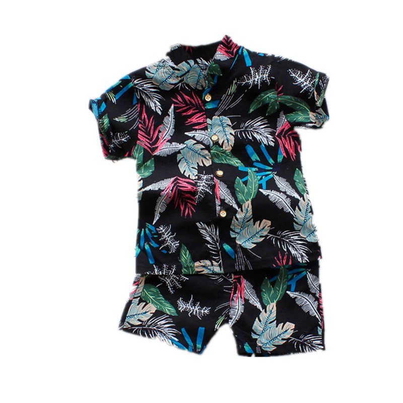 

2020 New Summer Children Fashion Clothing Baby Boy Girl Print Lapel Shirt Shorts 2Pcs/sets Kids Infant Clothes Toddler Tracksuit, White