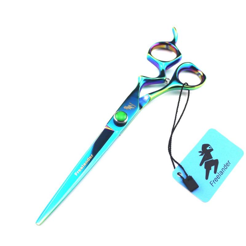 

7.0 inch Freelander green curved handle hairdressing scissors flat shears unique advanced hairdressing scissors