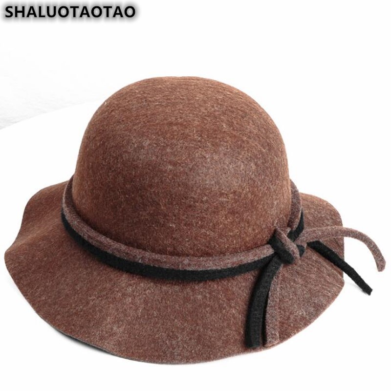 

SHALUOTAOTAO Autumn Winter Women's Hat Trend Bow Brands Fedoras Fashion Panama Ladies Sombrero Leisure Party Cap Gorra Hombre, Black