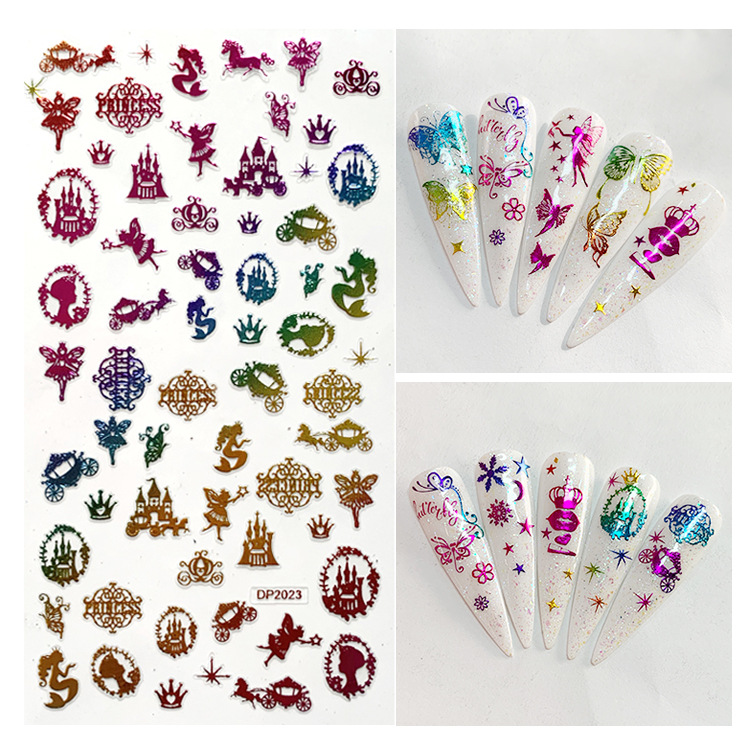 

1pcs The New 3D Bronze Nail Sticker Butterfly Angel Snowflake Modeling Color Nail Sticker Waterproof, P21