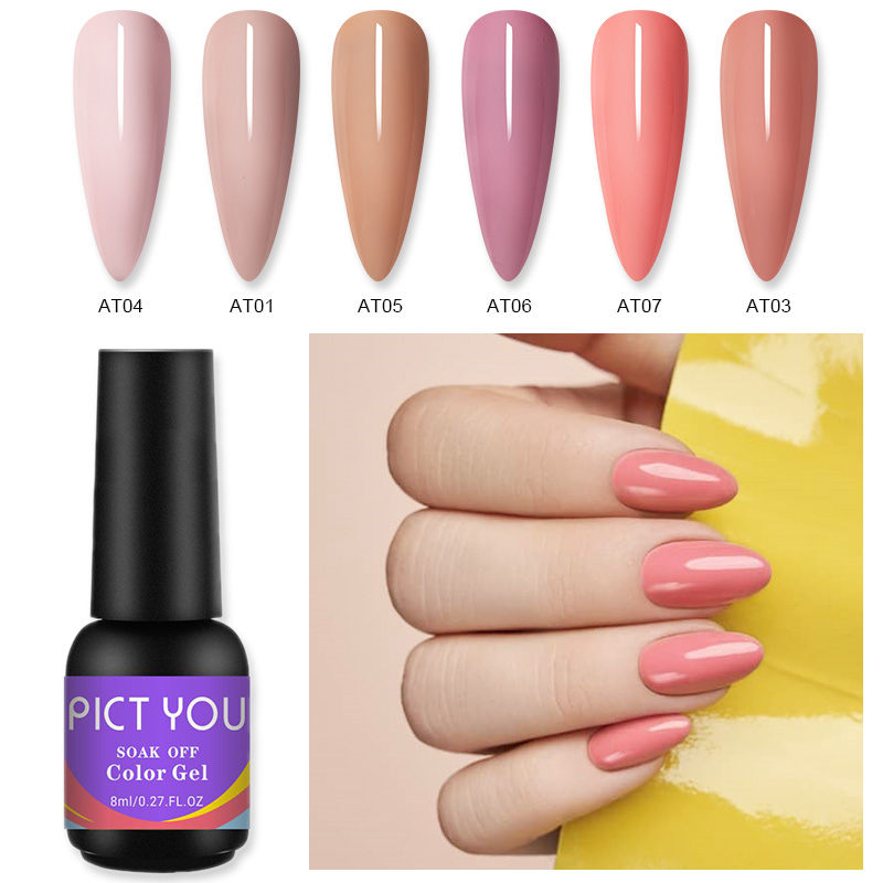 

PICT YOU 1 Bottle 8ml Pink Series Nail Gel Polish Soak Off UV LED Gel Nail Polish Base Coat No Wipe Top Color, Ac01
