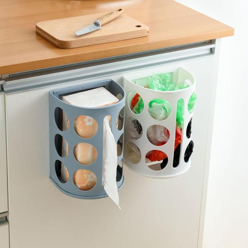 

Wall Mounted Tissue Box Hanging Napkin Holder Hollow Tissue Case Paper Holder Kitchen Garbage Bags Storage Box Container Shelf