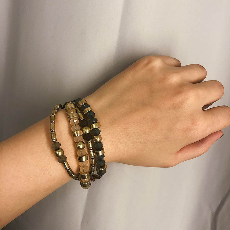 

Acrylic Beads Strand Bracelets Set for Women Crystal Beads Charm Bracelets Bohemian Women's Rope Chain Adjustable