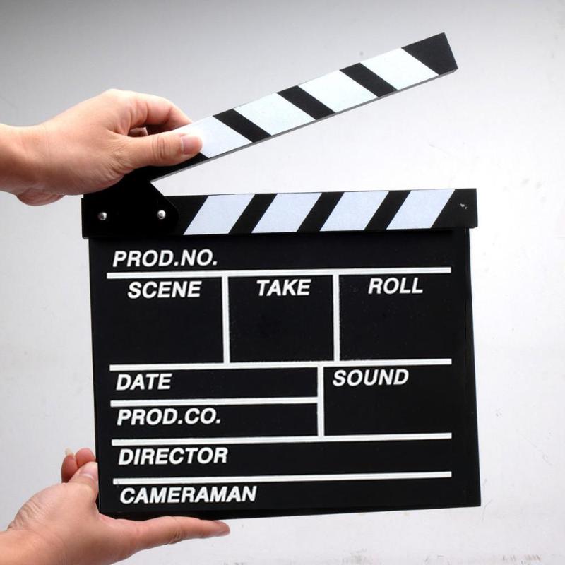 

Film TV Show Cut Action Wooden Movie Clapboard Theater Party Decoration Movie Clapper Board Photo Studio Film Making Prop