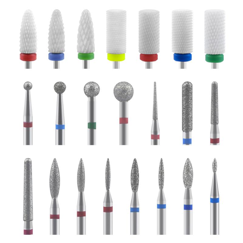 

10pcs Diamond Nail Drill Bit Set Ceramic Carbide Milling Cutter Nail Manicure Polish Machine Set File Art Tool Accessories