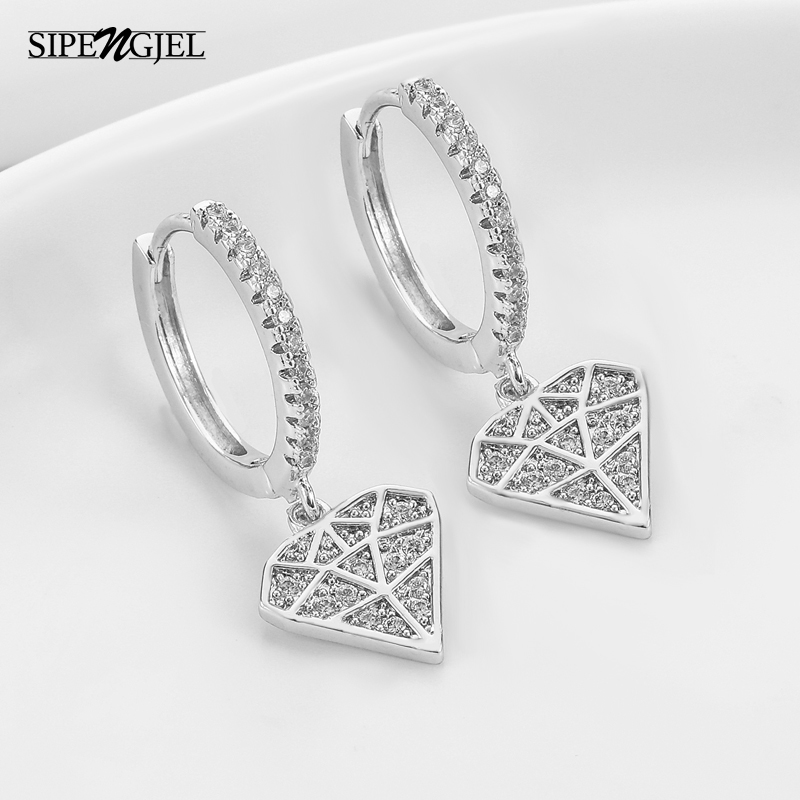 

Fashion Cubic Zirconia Geometric Hoop Earrings Top Quality crystal Korean Earrings For Women Wedding Jewelry 2020