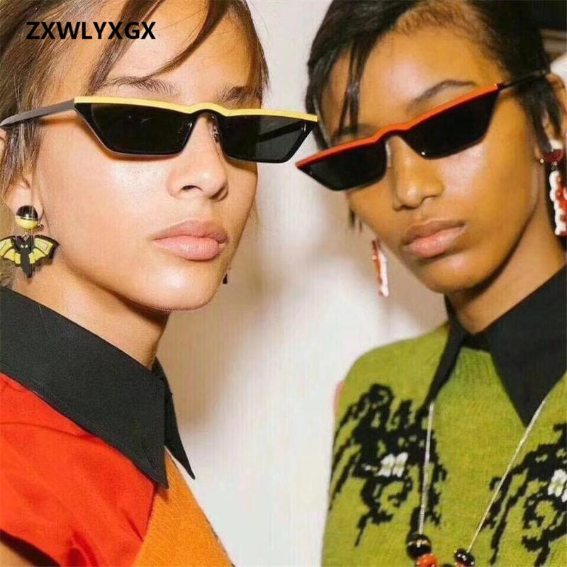 

ZXWLYXGX 2020 new flat-top sunglasses frame classic hue vintage glasses Cat Eye narrow frame sunglasses unisex UV400