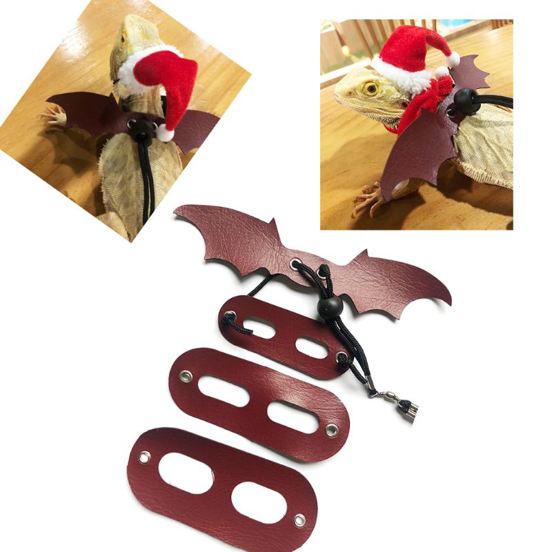 

Bearded Dragon Lizard Santa Hat+Scarf+Traction Rope Christmas Xmas Costume Set 57BB