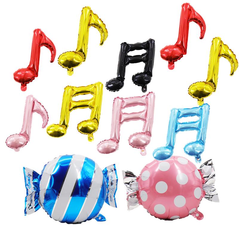 

Birthday party candy balloon Wedding,kids party,baby shower Aluminum foil music note balloon background DIY hanging decorations