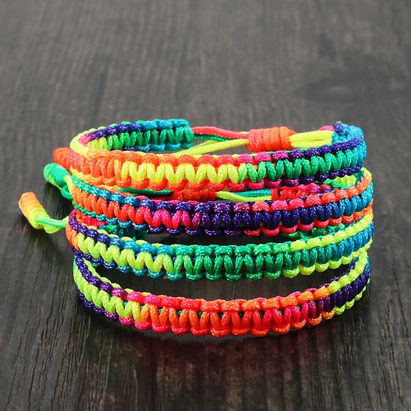 

Rainbow Rope Weave Bracelet Multicolor Handmade Charm Tibetan Buddhist Friendship Bracelets for Women Men Bangles Lucky Jewelry