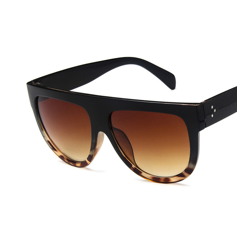 

Hot 2020 Trendy Brand Designer Vintage Flat Top Sunglasses Women Rivet Shades Sun Glasses For Female Big Square Eyewear