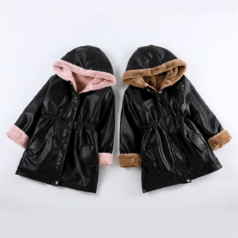 

Plush coat winter baby fashion coat girl plush lining lapel children thickened clothes autumn and winter children's coat, As picture