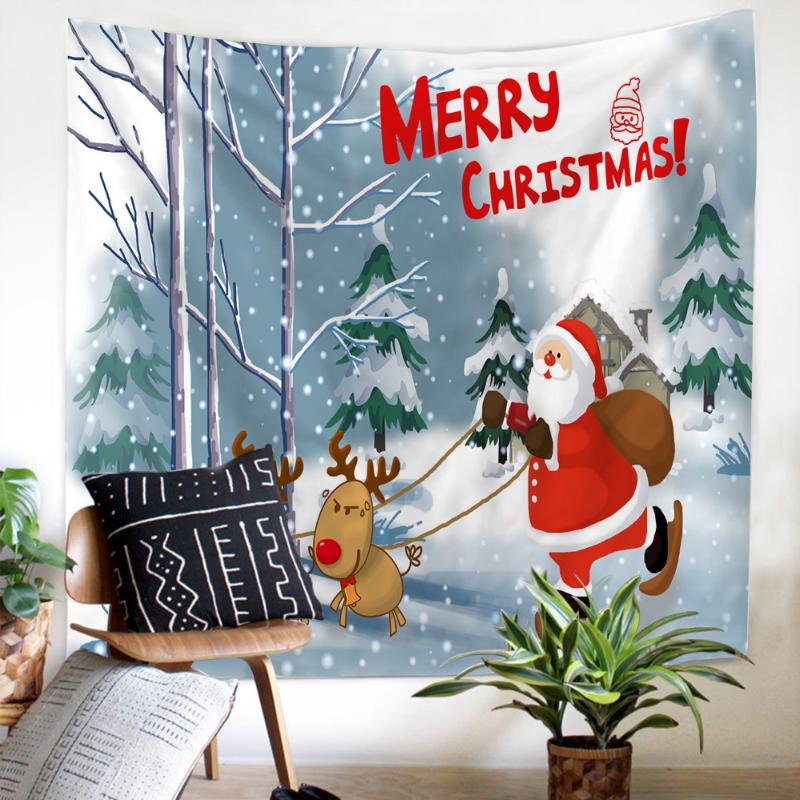 

Merry Christmas Tapestry soft Wall Hanging decoration comfortable family Party Santa Claus twin full quenn size Tapestry