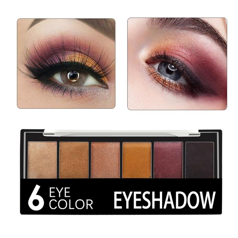 

Professional Waterproof 6 Colors Eye Shadow Palette Make Up Pigment Eyeshadow Powder eye comestic tools MakeUp Eyeshadowes brush, Black