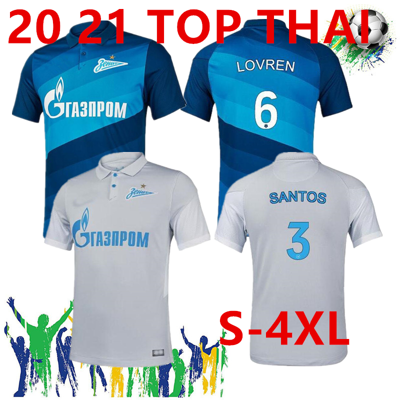 

S-4XL 20 21 FC Zenit St. Petersburg soccer jersey home away blue gray MALCOM Lovren 2020 2021 SANTOS BARRIOS Football Shirt maillots de foot, 2021 away