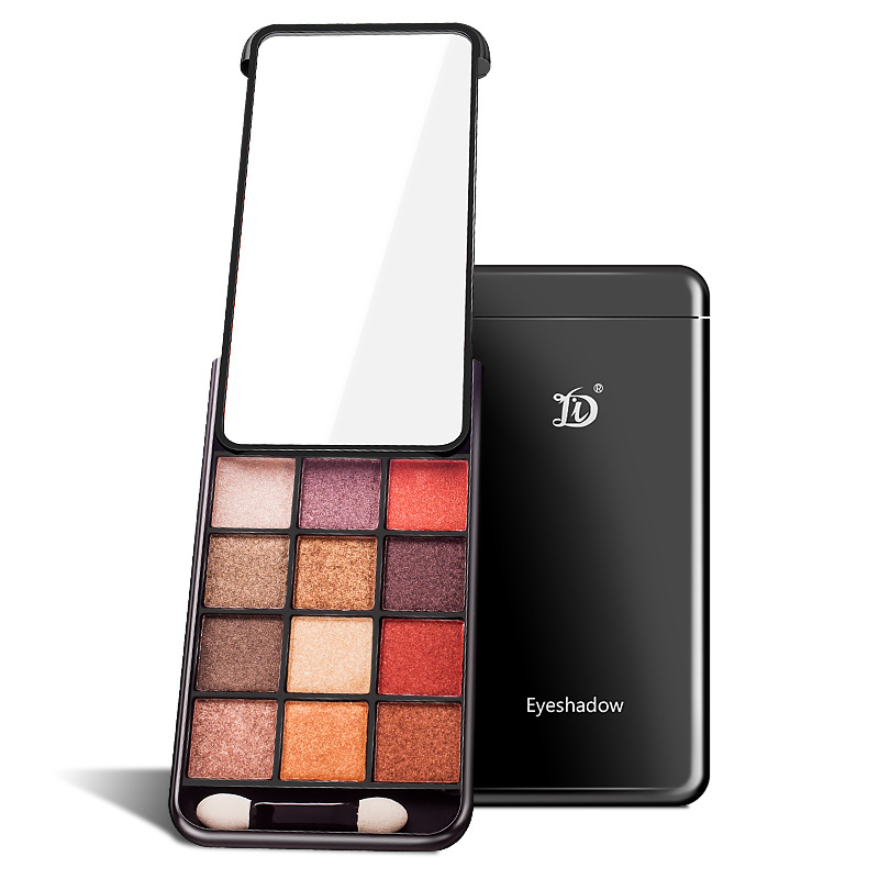 

12 Color Phone Glitter Matte Eyeshadow Palette Makeup Glitter Pigment Smoky Eyeshadow Palette Waterproof Cosmetics makeup, Army green