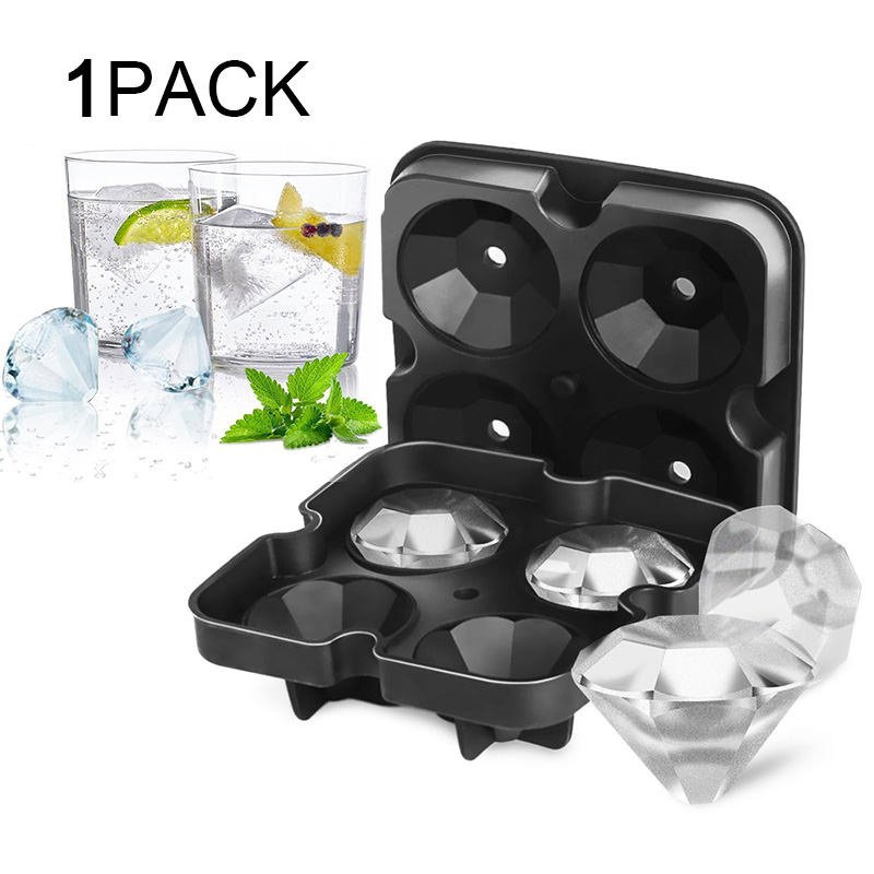 

New 4 Cell Diamond Ice Ball Mold Silicone Ice Cube Tray Whiskey Ball Maker Ice Cream Molds Form Chocolate Mold With Funnel For Party Bar