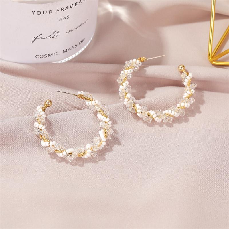 

Korean New Exaggerated Circle Earrings for Women Simple Twist French Hand-wound C-shaped Earrings Female