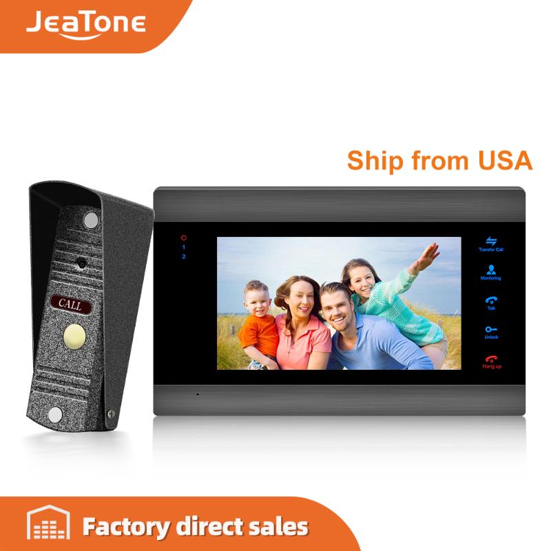 

JeaTone 7" 1200TVL 4-Wired Video Intercom for Home Security System with IP65 Waterproof Mini Doorbell Camera Multi-language Menu