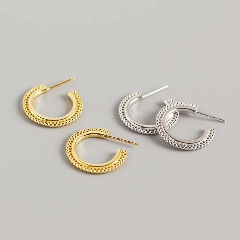 

Euramerican style 100%925 sterling silver geometric round bead character earrings for women's birthday party exquisite jewelry