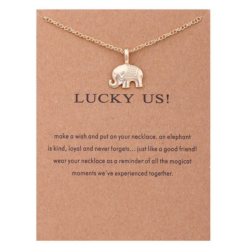 

Chokers Vintage Animal Gold Card Lucky US Elephant Message Necklaces Necklace Pendants Women Girl Gift For Friends Jewelry