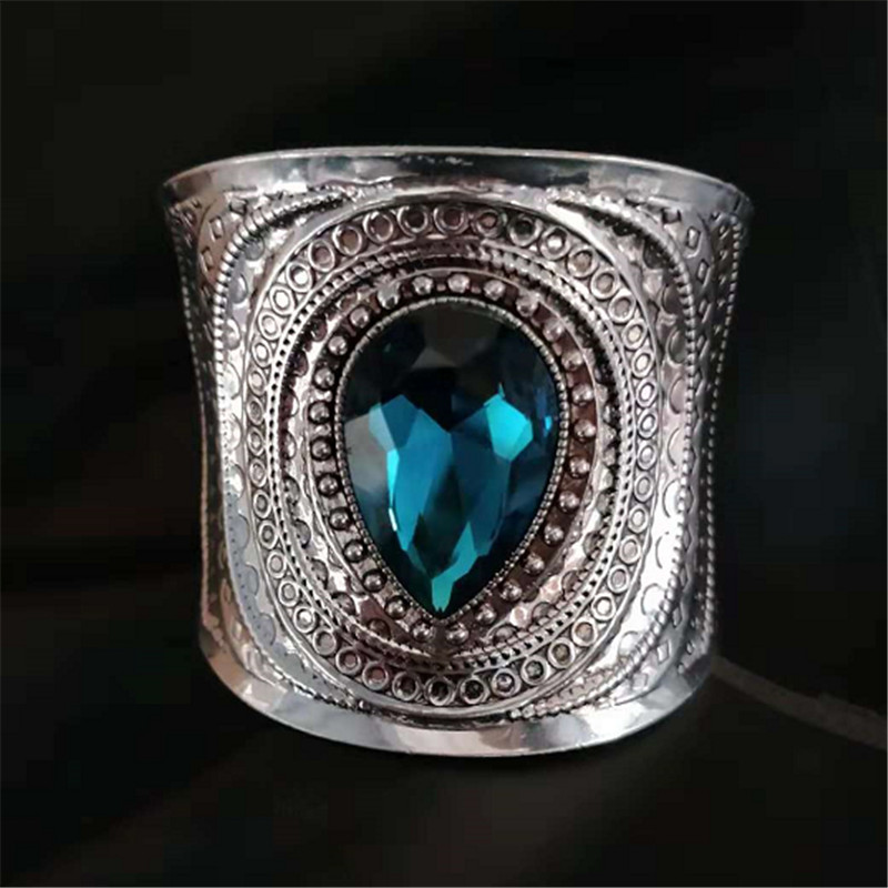 

Boho Vintage Turquoises For Women Bangle Girl Ancient Alloy Crystal Charm Bracelet Bangle Fashion Jewelry Gift