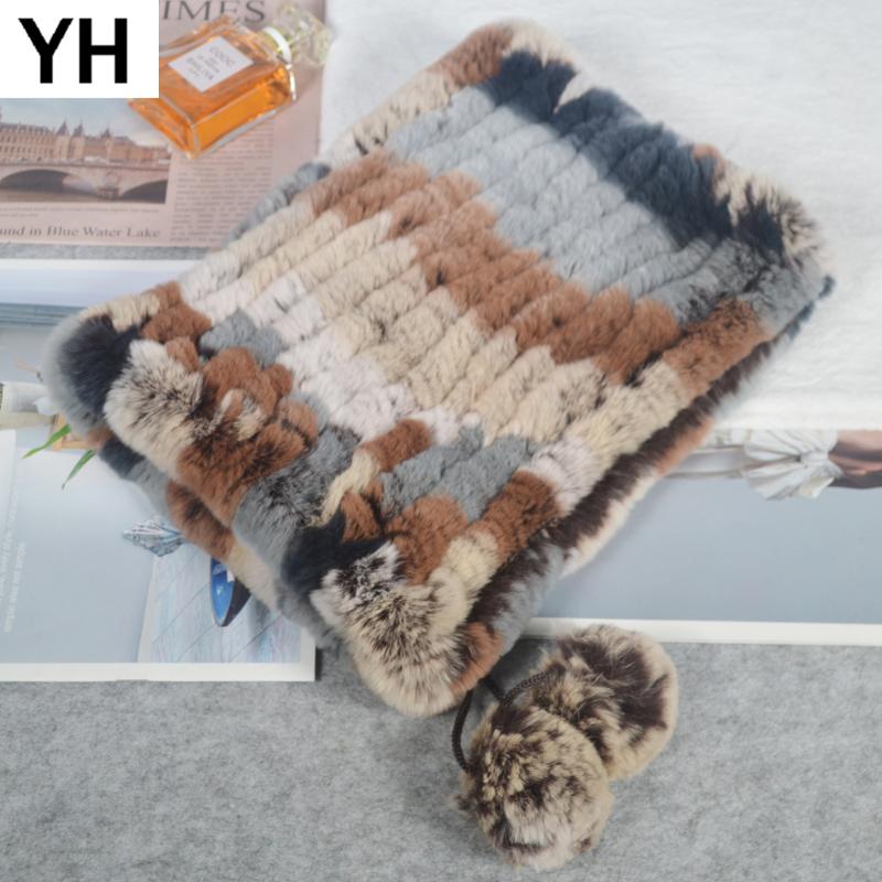 

Lady Winter Real Rex Fur Beanies Hats Real Rex Fur Skullies Hat Elastic Knitted Natural Scarf Caps, Grey red