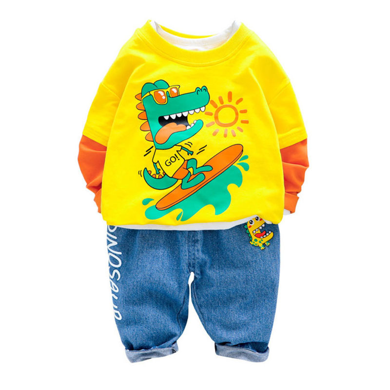 

Autumn Boys Clothing Tracksuit Spring Kids Sportswear Clothes Sets Outfits Children Clothing Baby Long Sleeve T-shirt Jeans Suit, As the picture