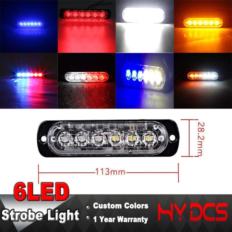 

12-24V 6 LEDs Strobe Light 18 Modes Ultra-thin Emergency Flash Warning Caution Light for Trucks Cars Motorcycles 18W A3, As pic