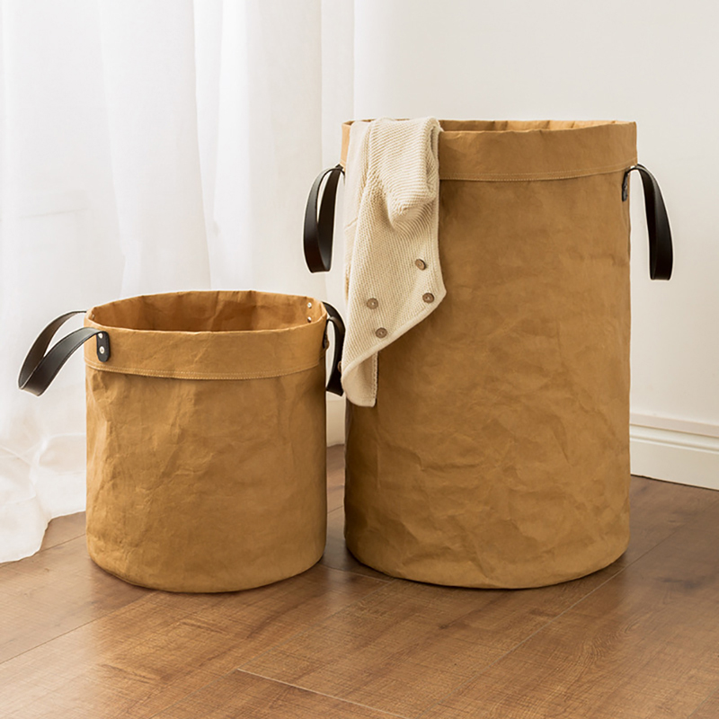 

40*65Cm Kraft Paper Foldable Storage Basket Sundries Kids Toys Storage Box Dirty Laundry Basket Bags Clothes Toys Bin