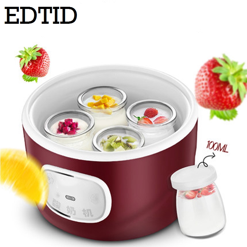 

DETID Automatic Electric Yogurt Maker Multifunction Stainless Steel Leben Container Natto Rice Wine Machine Four Yoghurt Cups 1L