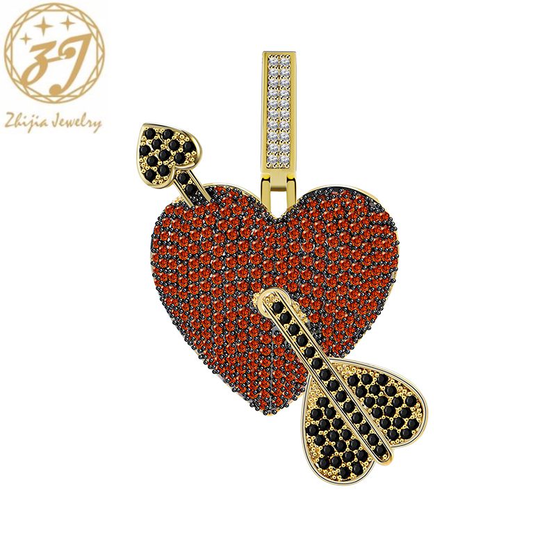

Chains Zhijia Jewelry Shiny Crystal Rhinestone Cupid's Arrow Heart Pendant Necklace For Lovers Couple Valentine's Day Gifts