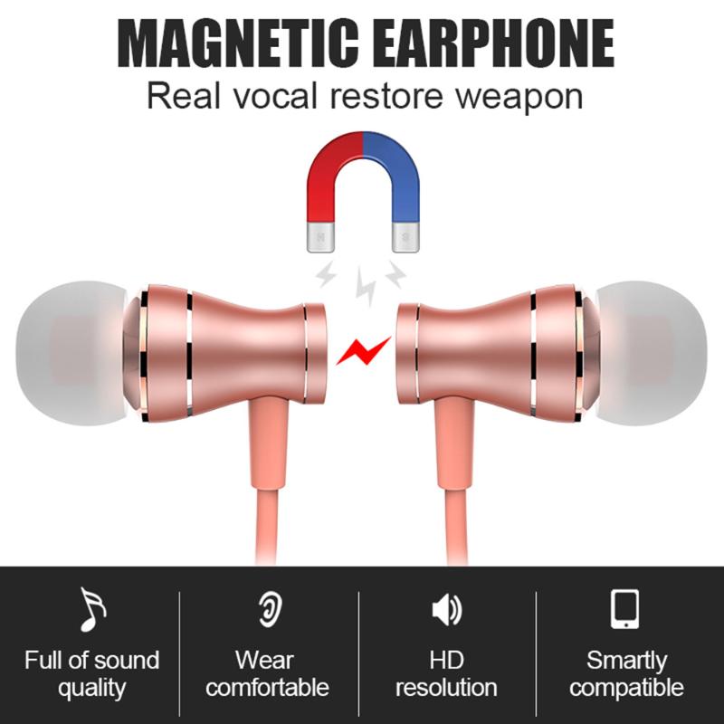 

3.5mm In Ear Magnetic HiFi Stereo Sports Headsets With Mic Microphone Volume adjust for phone Mp3/4