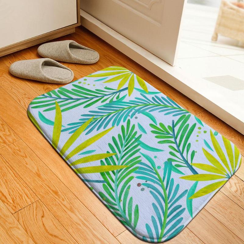 

Carpets Home Textile Palm Leaves Bathroom Mat Bedside Rug Soft Flannel Floor Anti-skid Kitchen Rugs Carpet Balcony Doormat, No.02