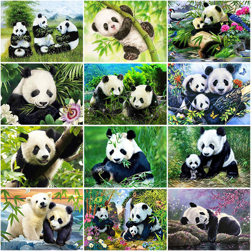 

5D Diamond Painting Panda Green Bamboo Animal Round Full Drill Cartoon Children DIY Mosaic Embroidery Cross Stitch Rhinestone