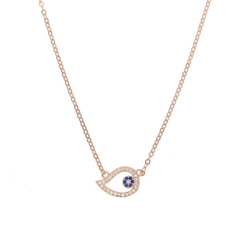 

925 sterling silver drop Eye Love Heart Pendant Chain Necklaces for Women sapphires CZ Fashion Jewelry Valentine's Day Gift