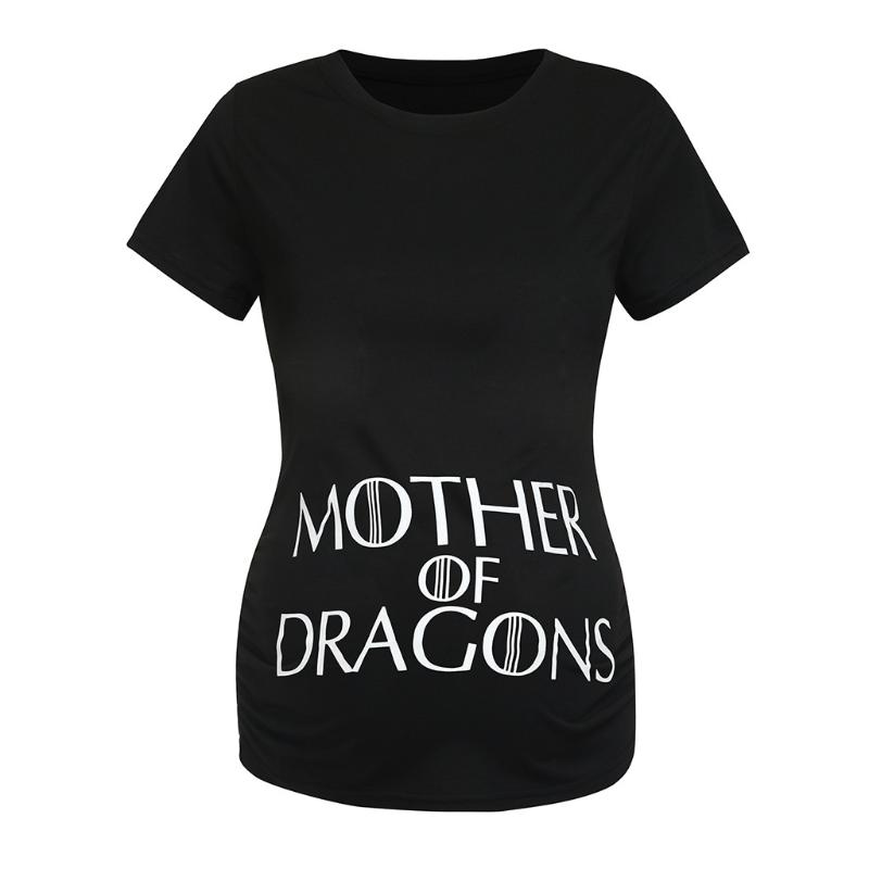 

2020 New Fashion new arrival Women Maternity Short Sleeve Letter print Tops T-shirt Pregnancy Clothes Dropshipping HOT SALE, Black