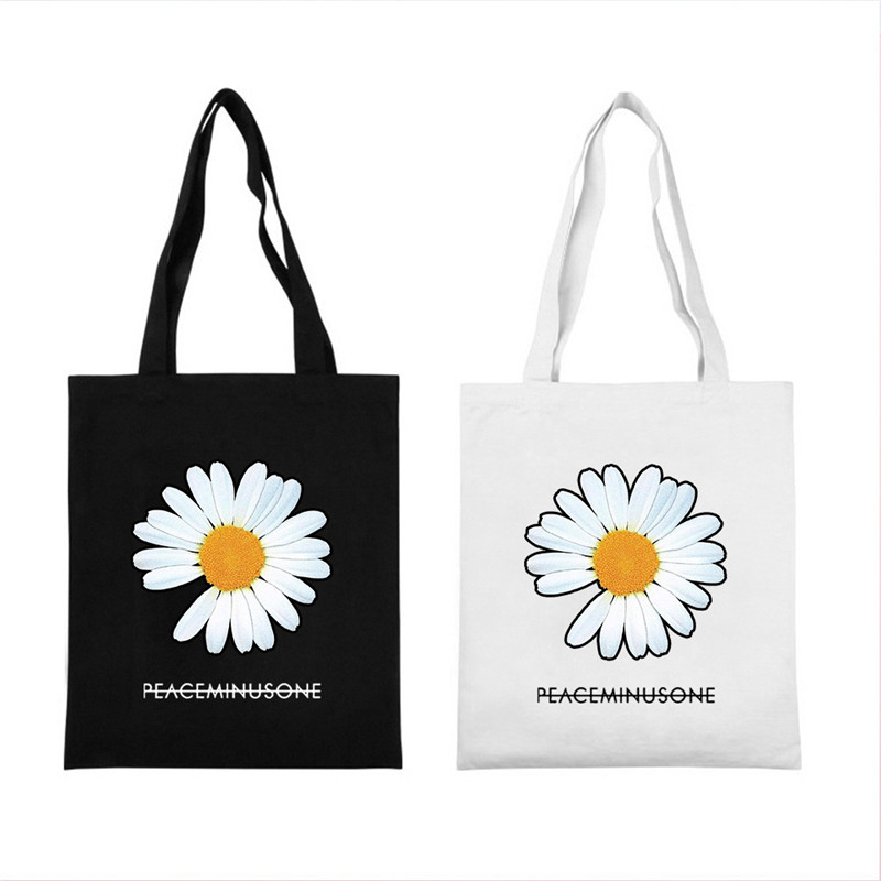 

KPOP G-Dragon Daisy Printing PEACEMINUSONE Shopping Bag Environmental Protection Storage Bag Students Bag Big Capacity FH598 200919