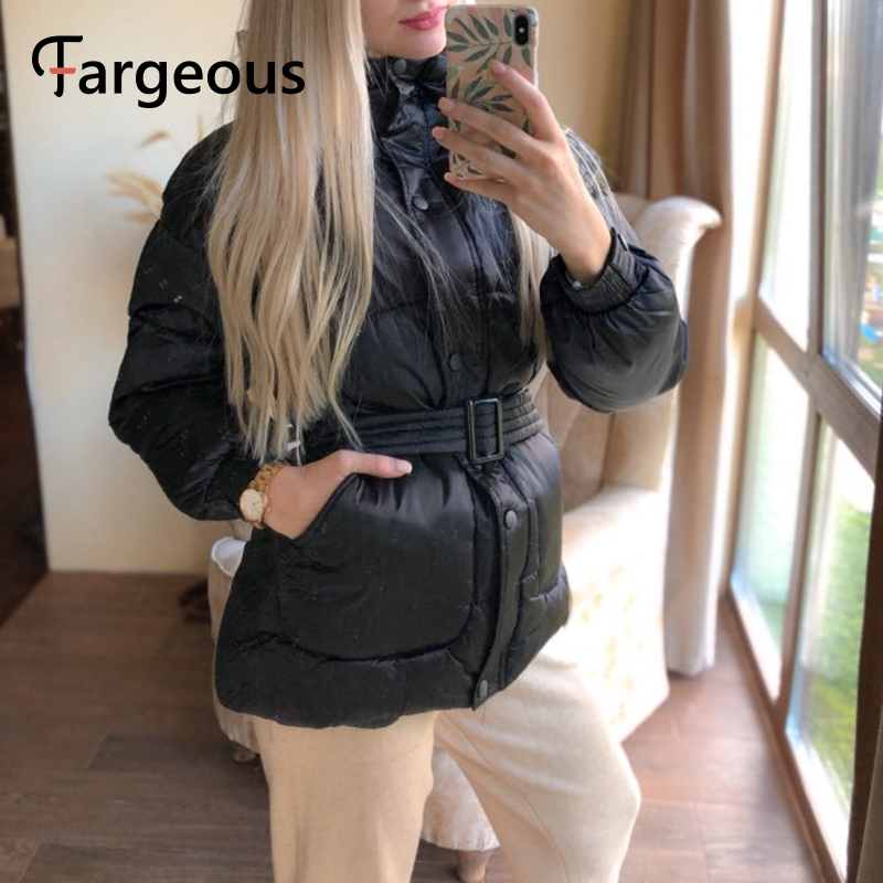 

Fargeous Leisure white duck down women's down coat Winter warm coat white single breasted cotton Padded jacket With belt 2020, Red