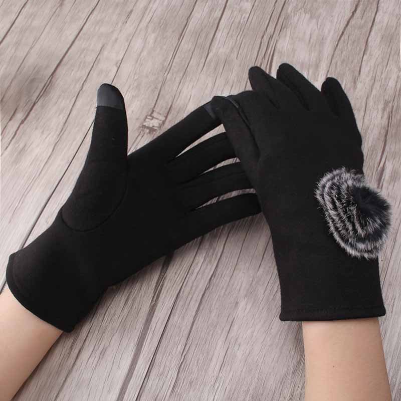 

New Winter Female Gloves High Quality Soft Lady's Cashmere Gloves Warm Fur Wrist Glove Mittens Women's Winter