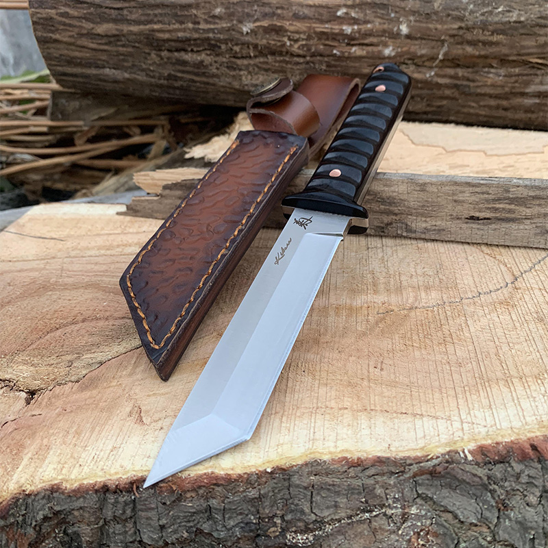 

High quality natural ebony handle 440C straight knife suitable for battle hunting SAMSEND knife tool