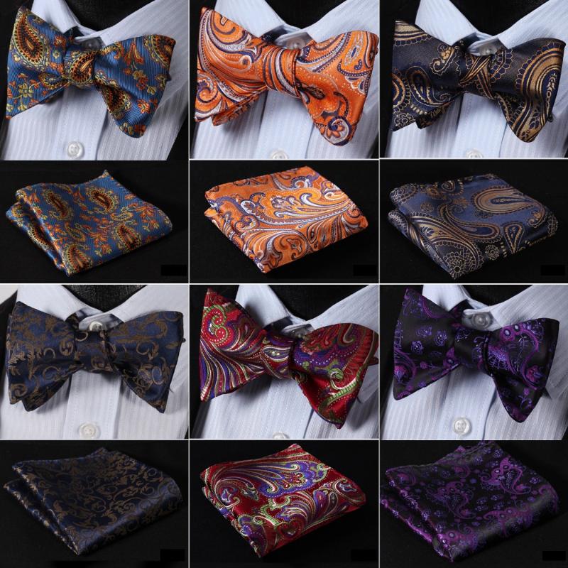 

Floral 100%Silk Jacquard Woven Men Butterfly Self Bow Tie BowTie Pocket Square Handkerchief Hanky Suit Set #RF3