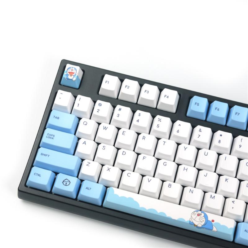 

PBT Doraemon keycaps DYE Sublimation OEM Profile Keycap Compatible Cherry MX Gateron Switches For 104 180 Mechanical Keyboard