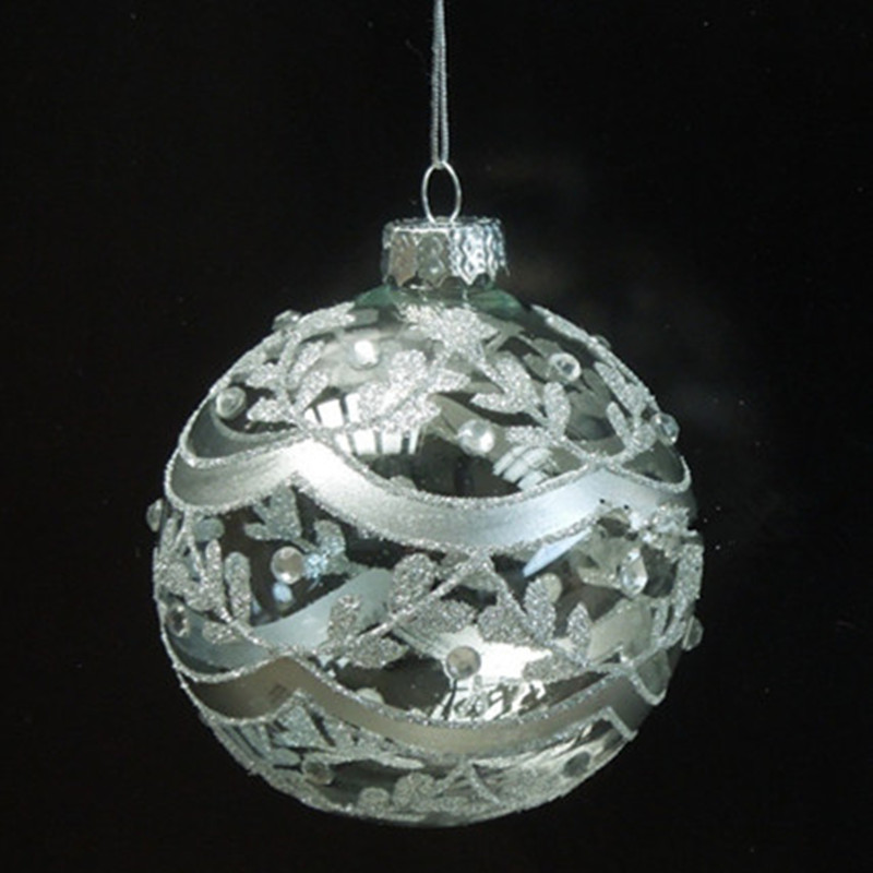 

8pcs/pack Diameter=12cm Hand Painting Hanging Glass Globe Silver Drawing Christmas Glass Pendant Festival Ornaments