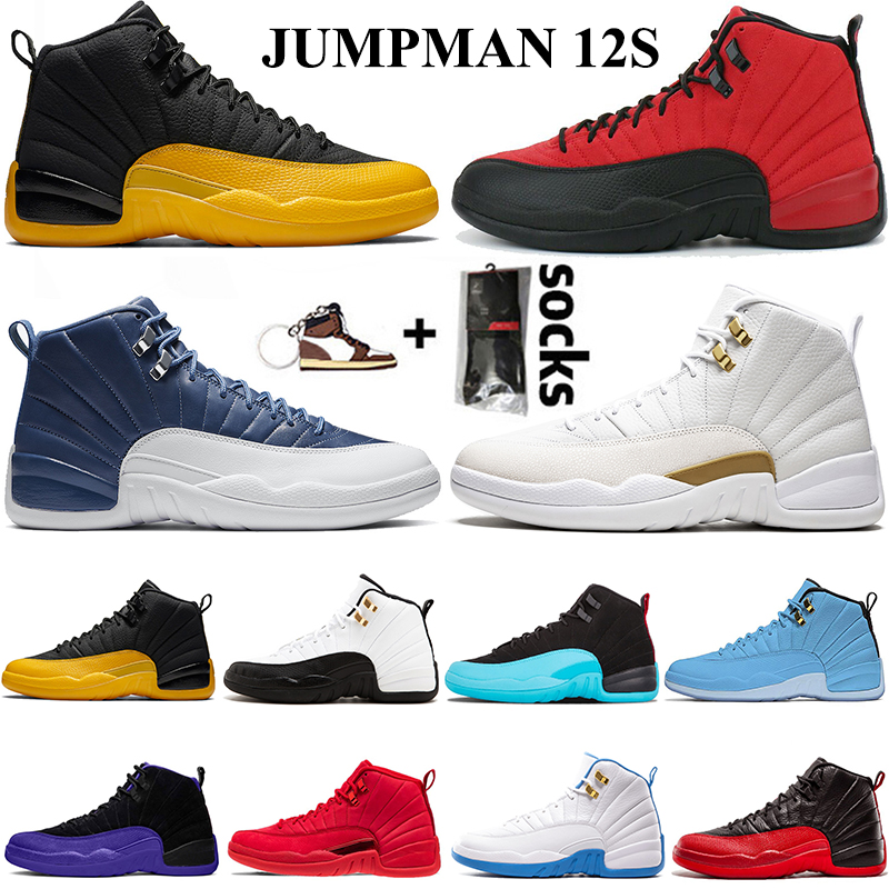 

2021 jumpman 12 12s men high basketball shoes University Gold Dark Concord platform mens trainers sports sneakers, White;red