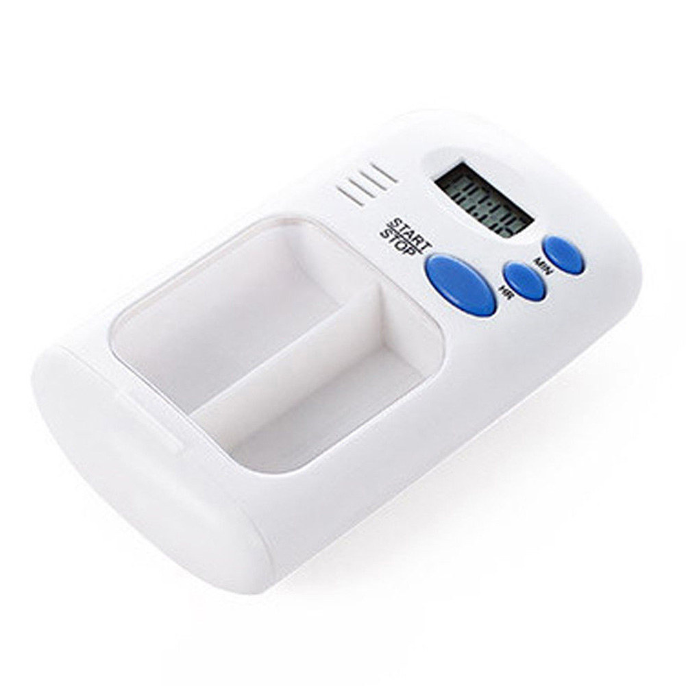 

2 Grids Digital Home Use Portable Box LCD Reminder Electric Alarm Small Battery Powered Travel Timer White