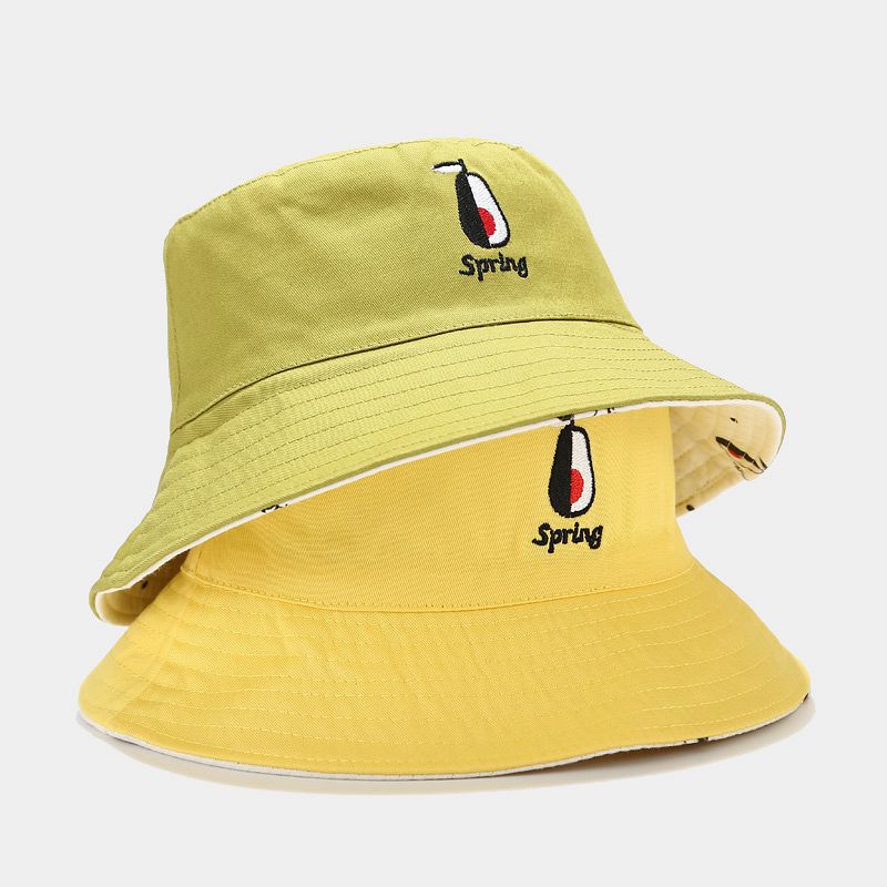

2020 Bucket Hat Double Sided Sun Hats For Women Men Pear Print Basin Chapeau Fisherman Cap Students Bob Femme Panama Hats, White